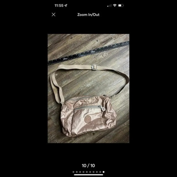 Kipling Reth Crossbody Purse Shoulder Bag Metallic Pink Adjustable Shimmer - Picture 10 of 10